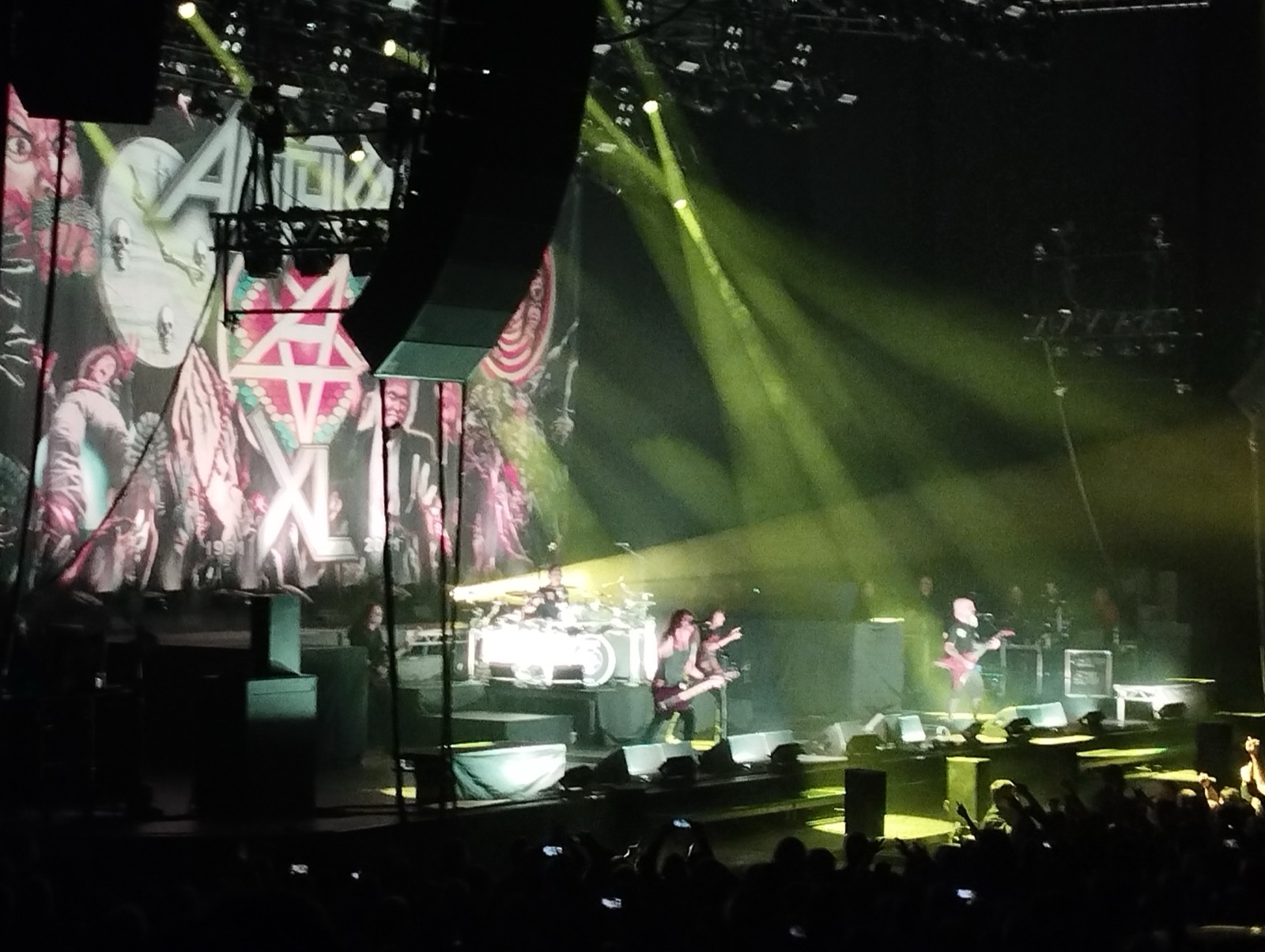 Anthrax performing live on stage in 2024