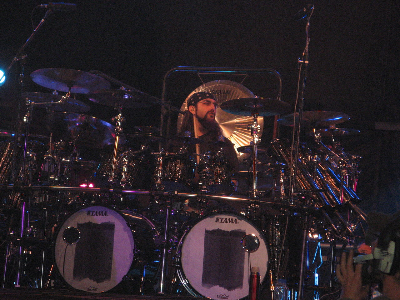 Mike Portnoy behind the drum kit with Dream Theater